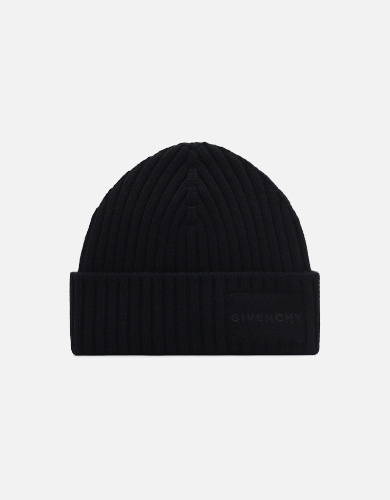 Ribbed Wool Beanie Black