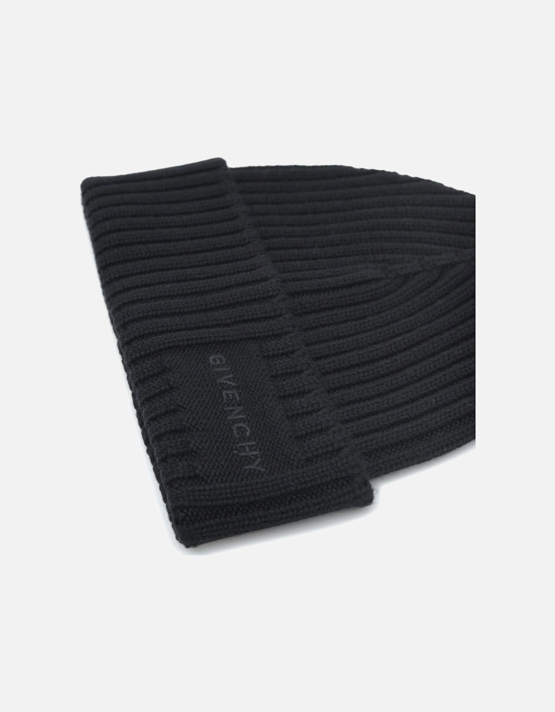Ribbed Wool Beanie Black