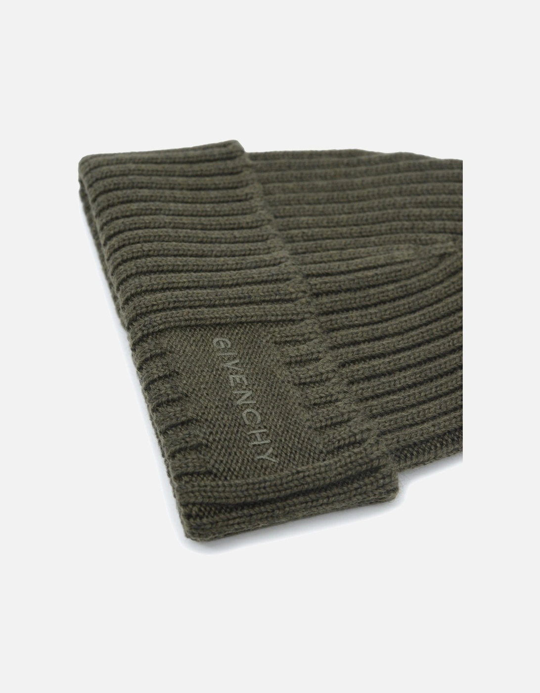 Ribbed Branding Patch Beanie Khaki