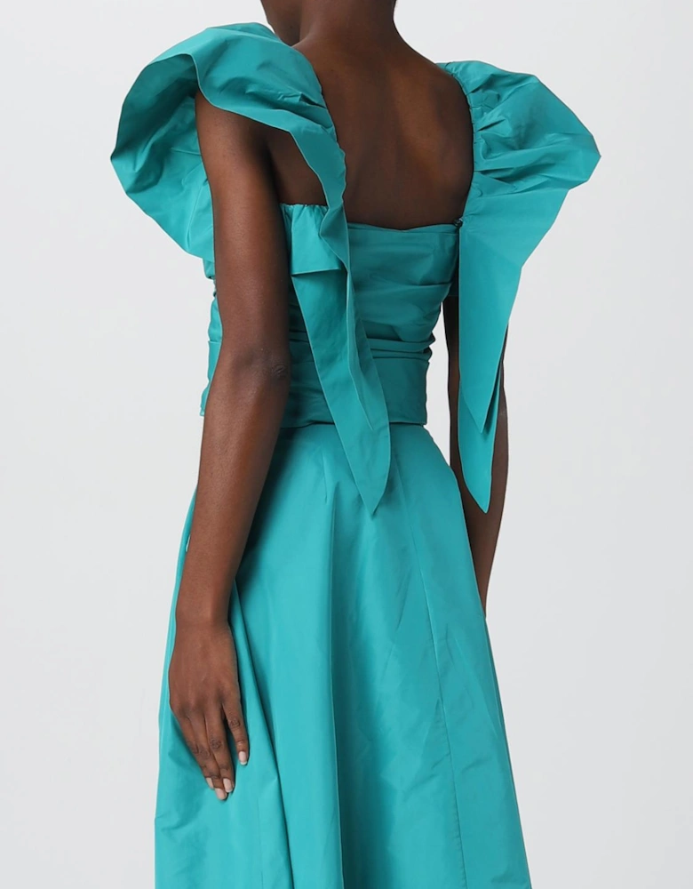 Taffeta Puff Sleeve Cocktail Dress