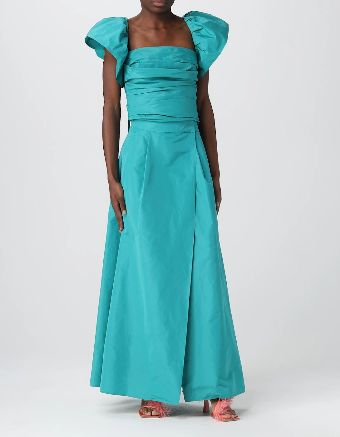 Taffeta Puff Sleeve Cocktail Dress