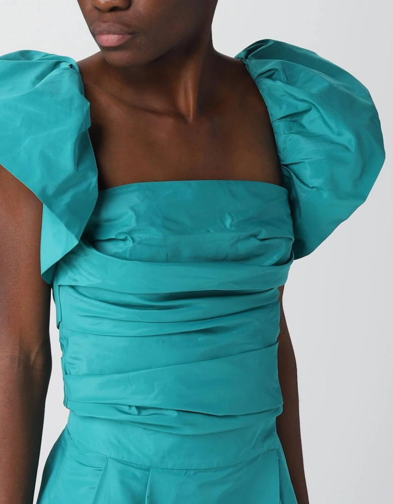 Taffeta Puff Sleeve Cocktail Dress