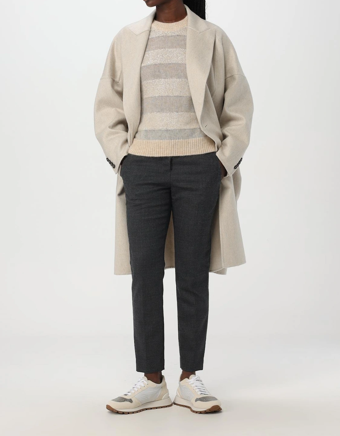 Metallic Stripe Knit Pullover Sweater