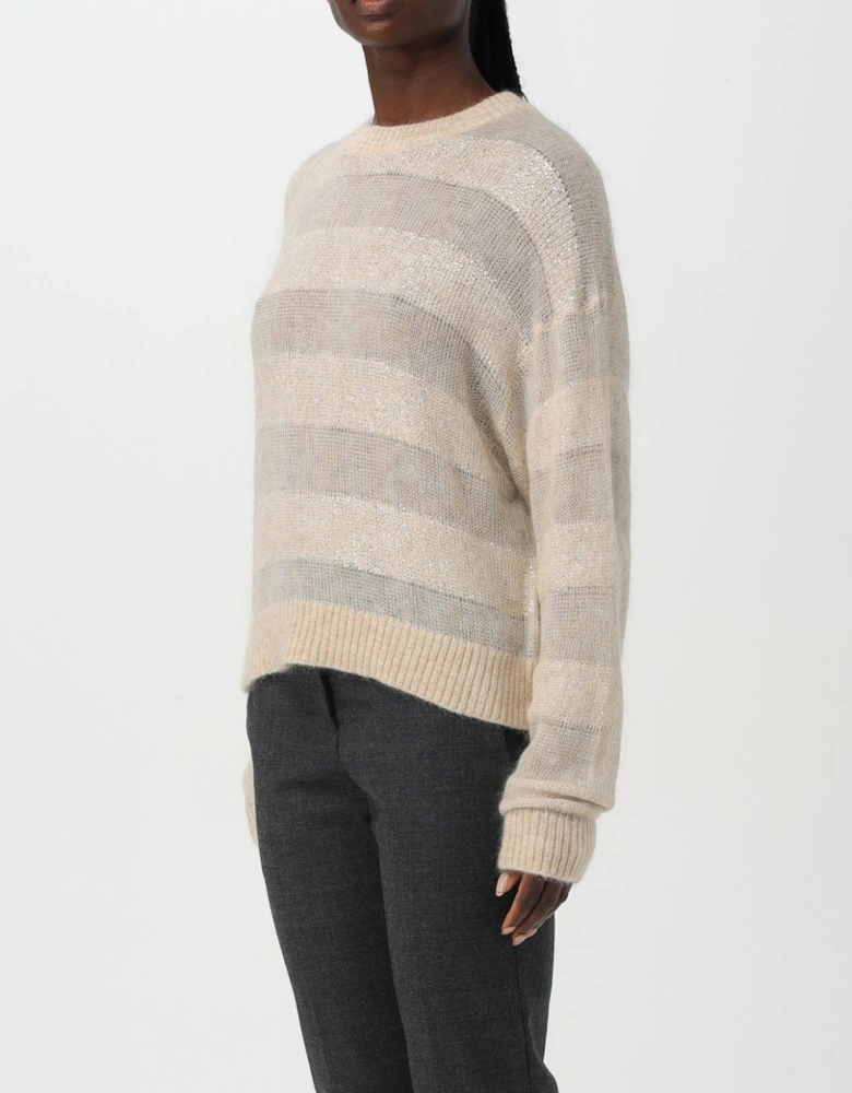 Metallic Stripe Knit Pullover Sweater