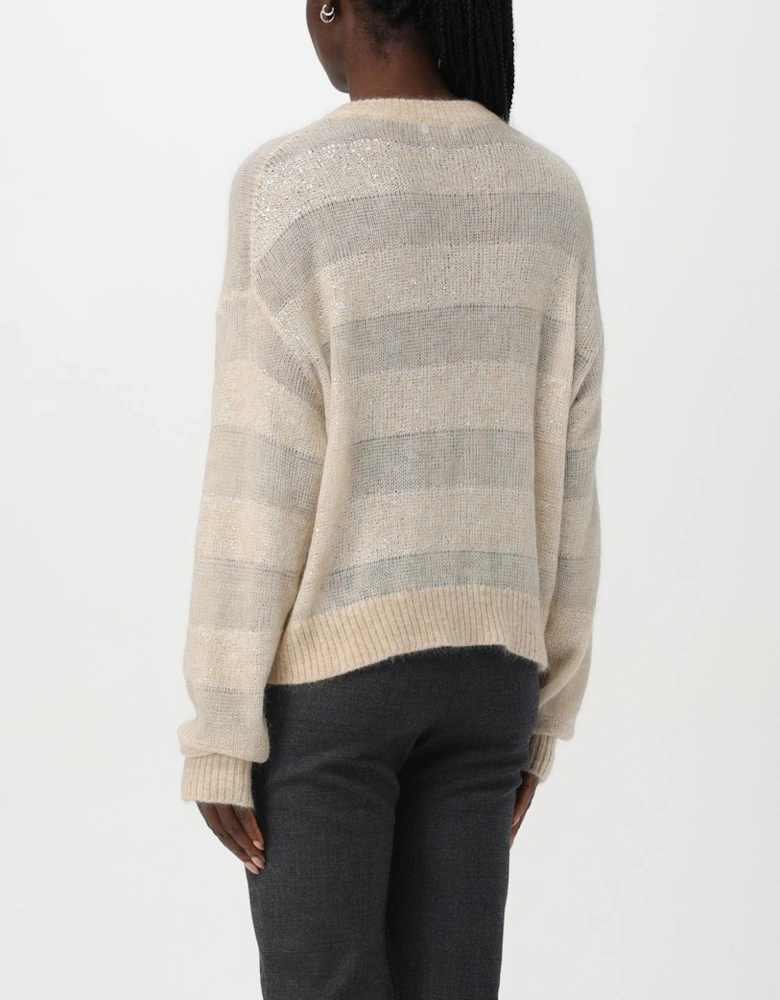 Metallic Stripe Knit Pullover Sweater