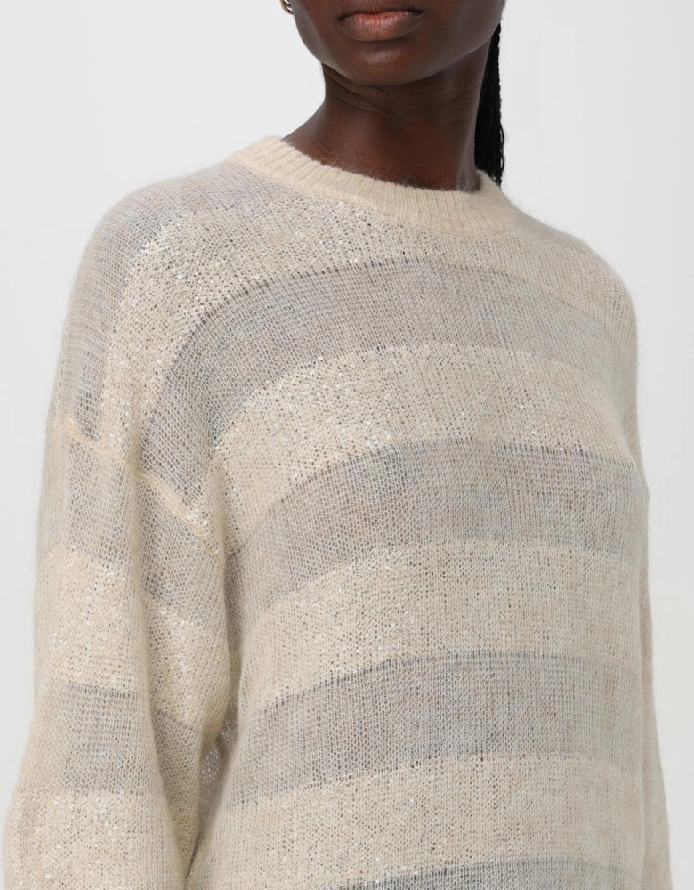 Metallic Stripe Knit Pullover Sweater