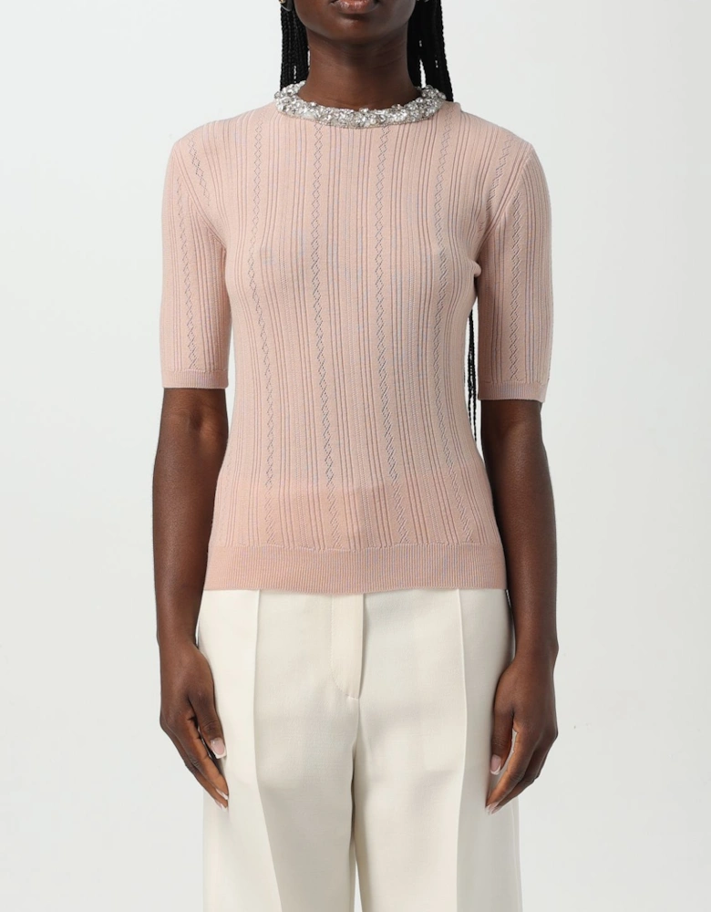 Embellished Neckline Knit Top