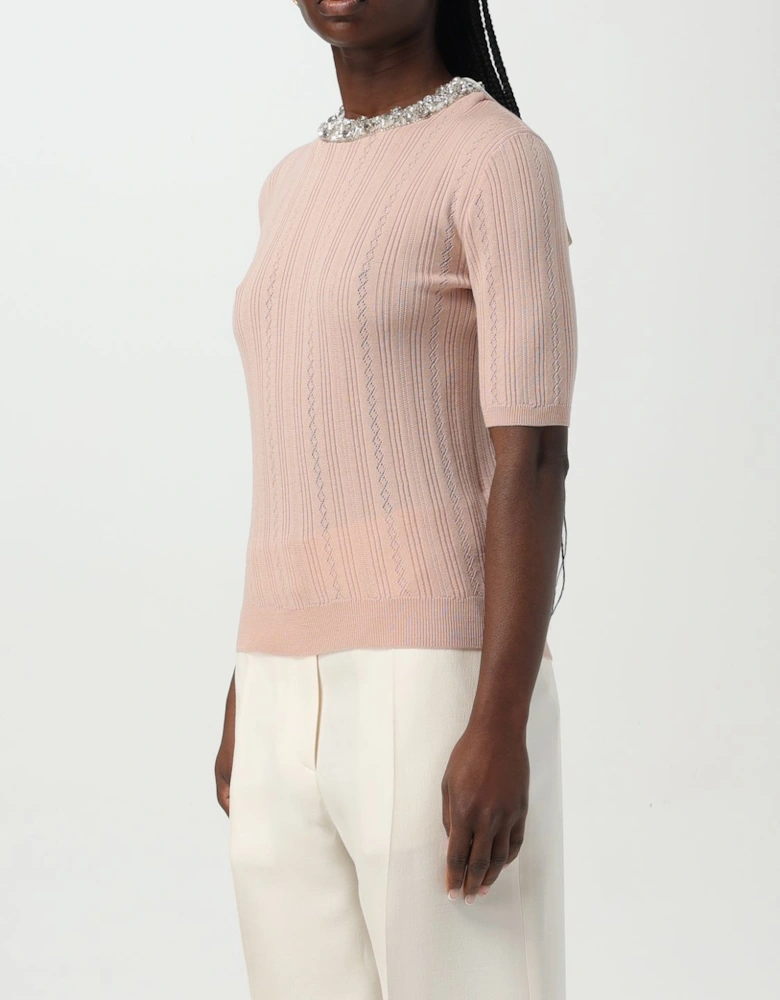 Embellished Neckline Knit Top