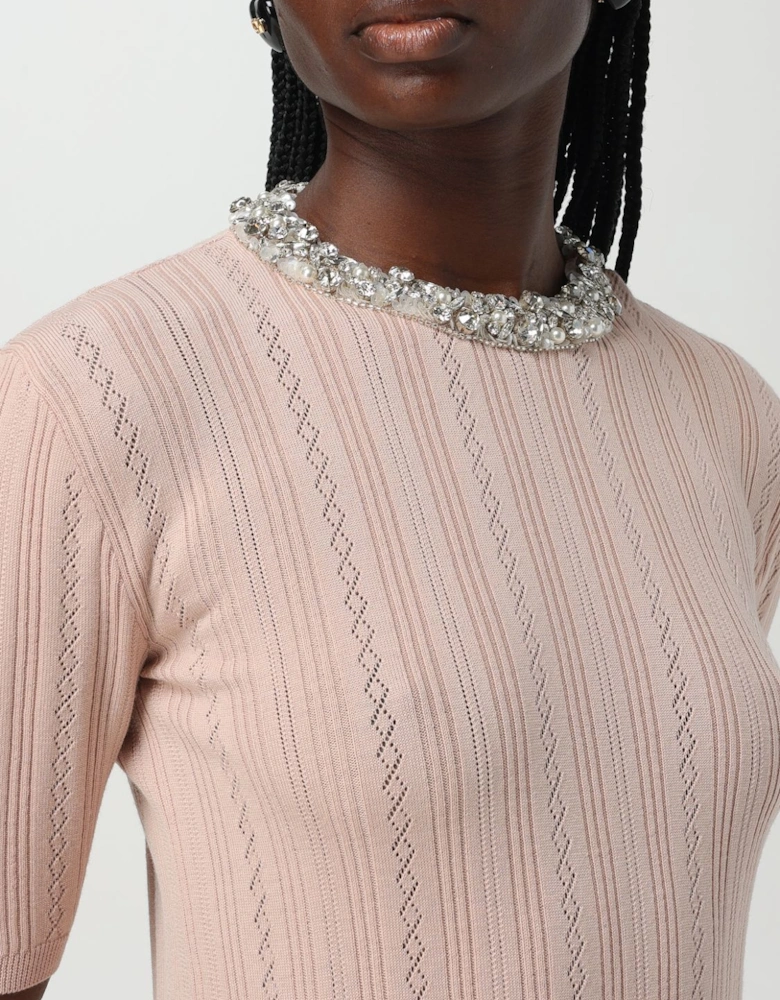 Embellished Neckline Knit Top