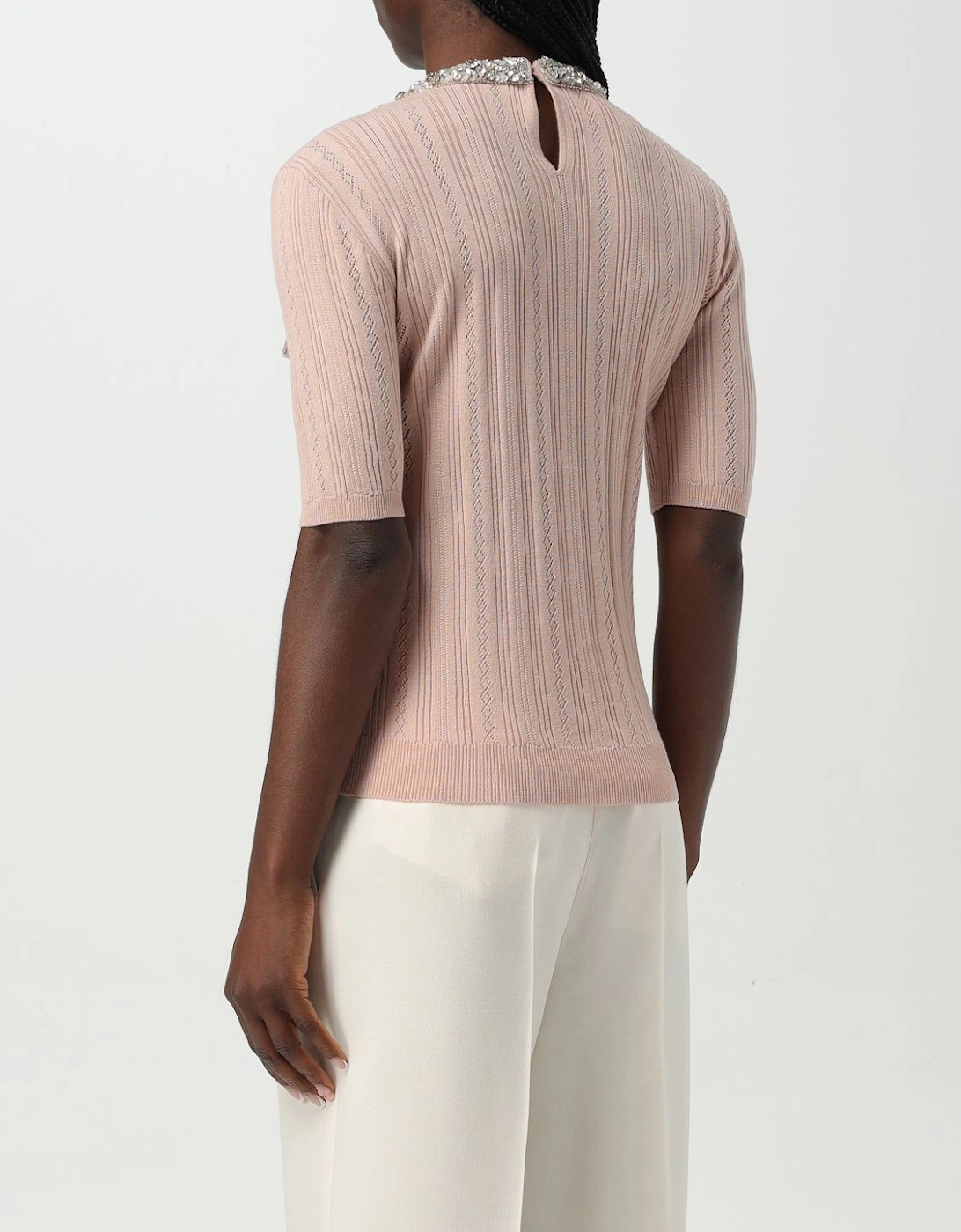 Embellished Neckline Knit Top