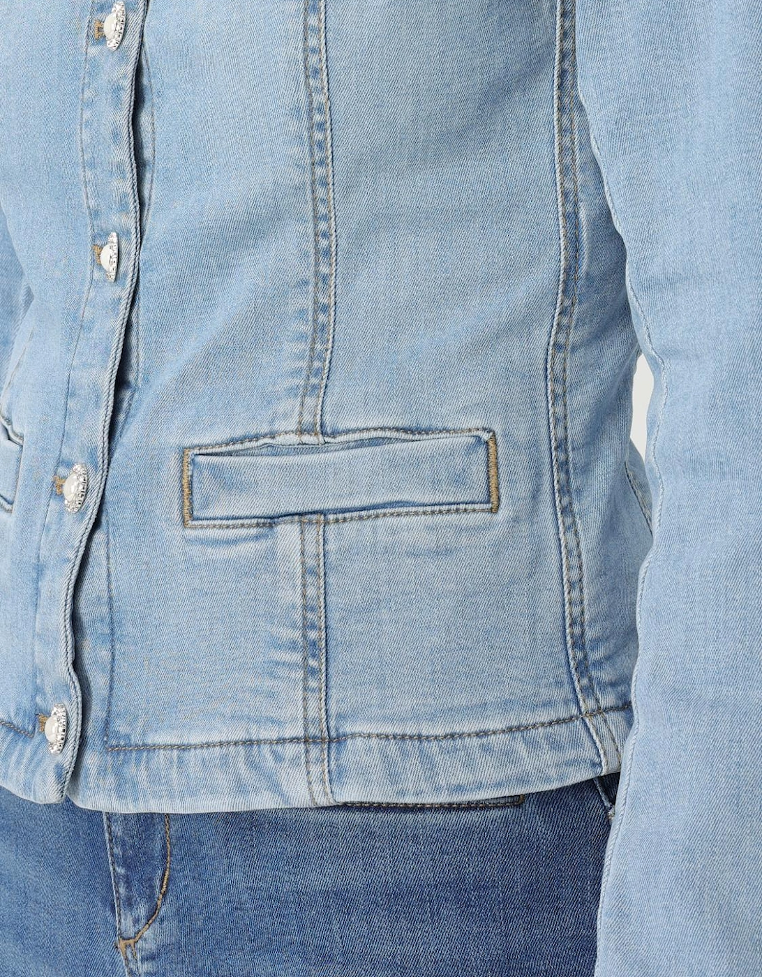 Denim Jacket Button Closure Cropped