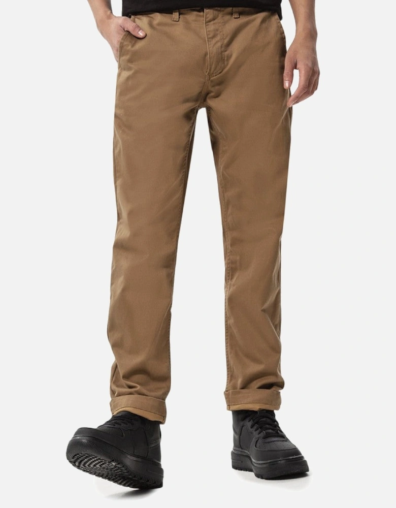 Button-Fastened Cotton Blend Trousers with Visible Logo