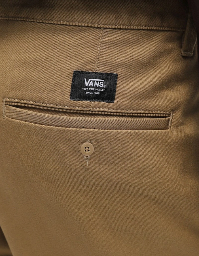 Button-Fastened Cotton Blend Trousers with Visible Logo