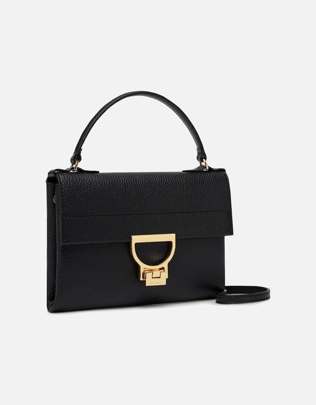 Leather Handbag with Adjustable Strap and Metallic Fastening