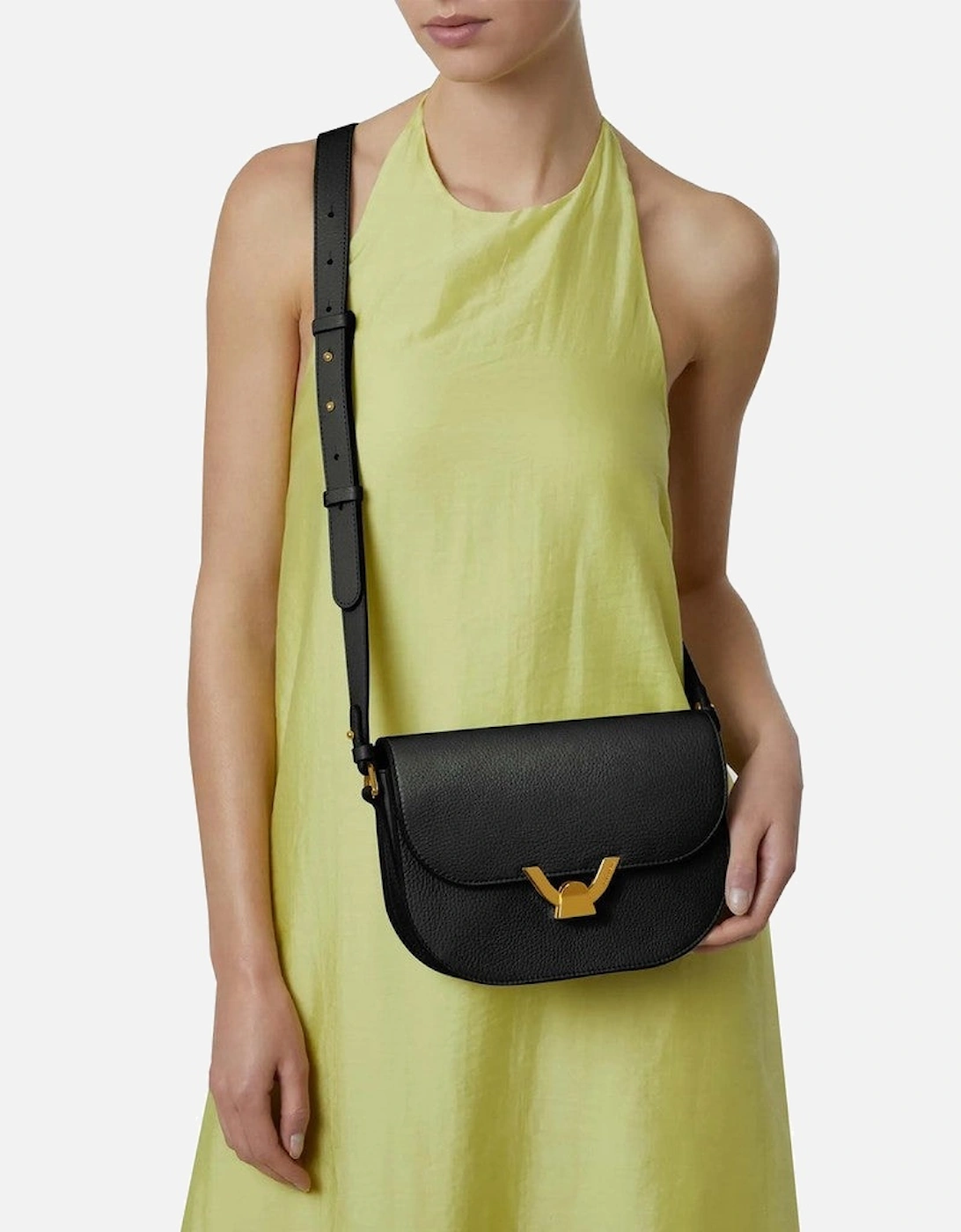 Leather Across-Body Bag with Adjustable Strap and Metallic Fastening