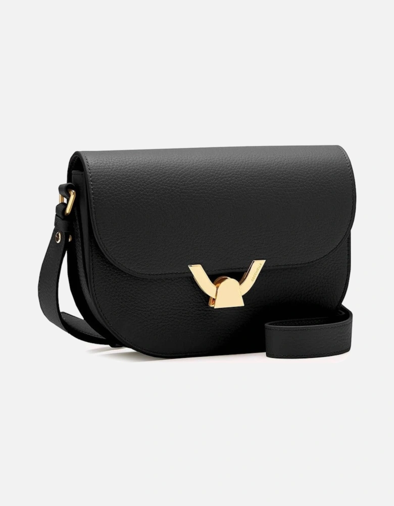 Leather Across-Body Bag with Adjustable Strap and Metallic Fastening