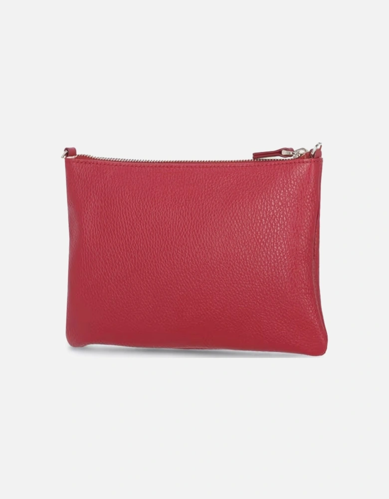 Leather Clutch with Adjustable Strap and Zip Fastening