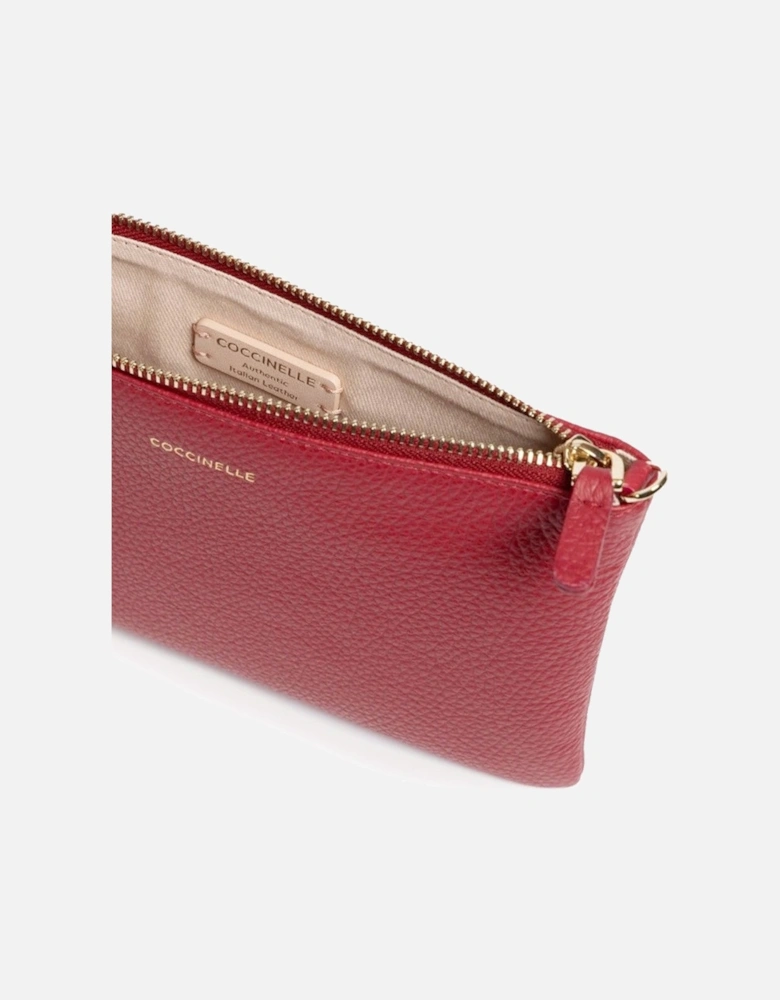 Leather Clutch with Adjustable Strap and Zip Fastening