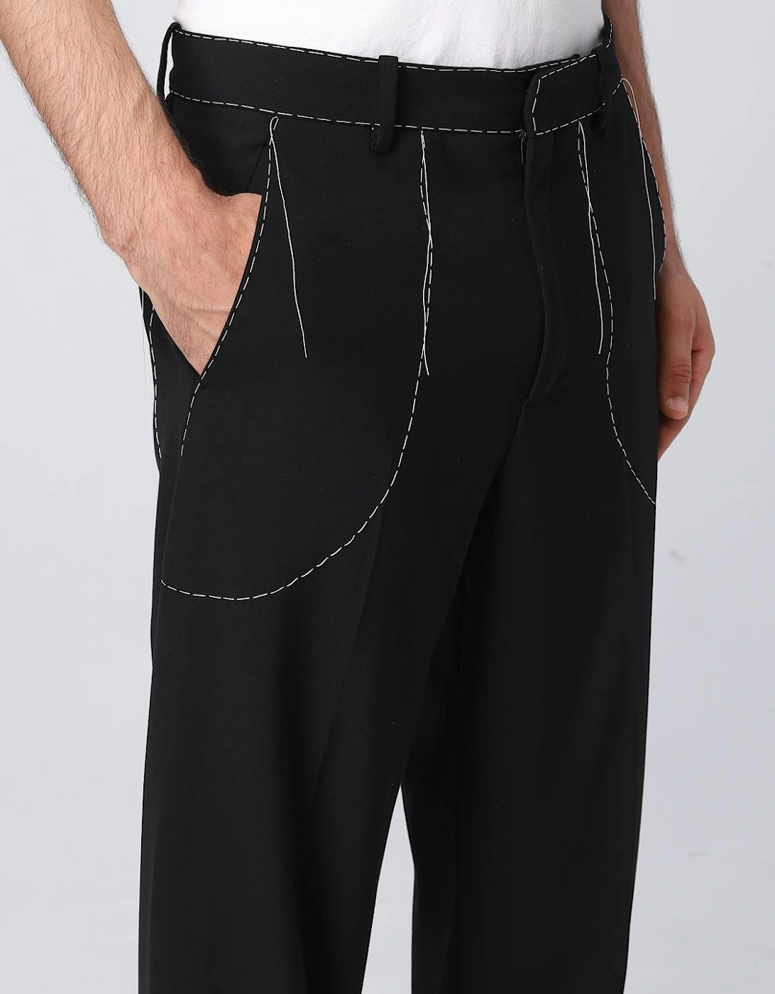 Tailored Trousers with Contrast Stitching