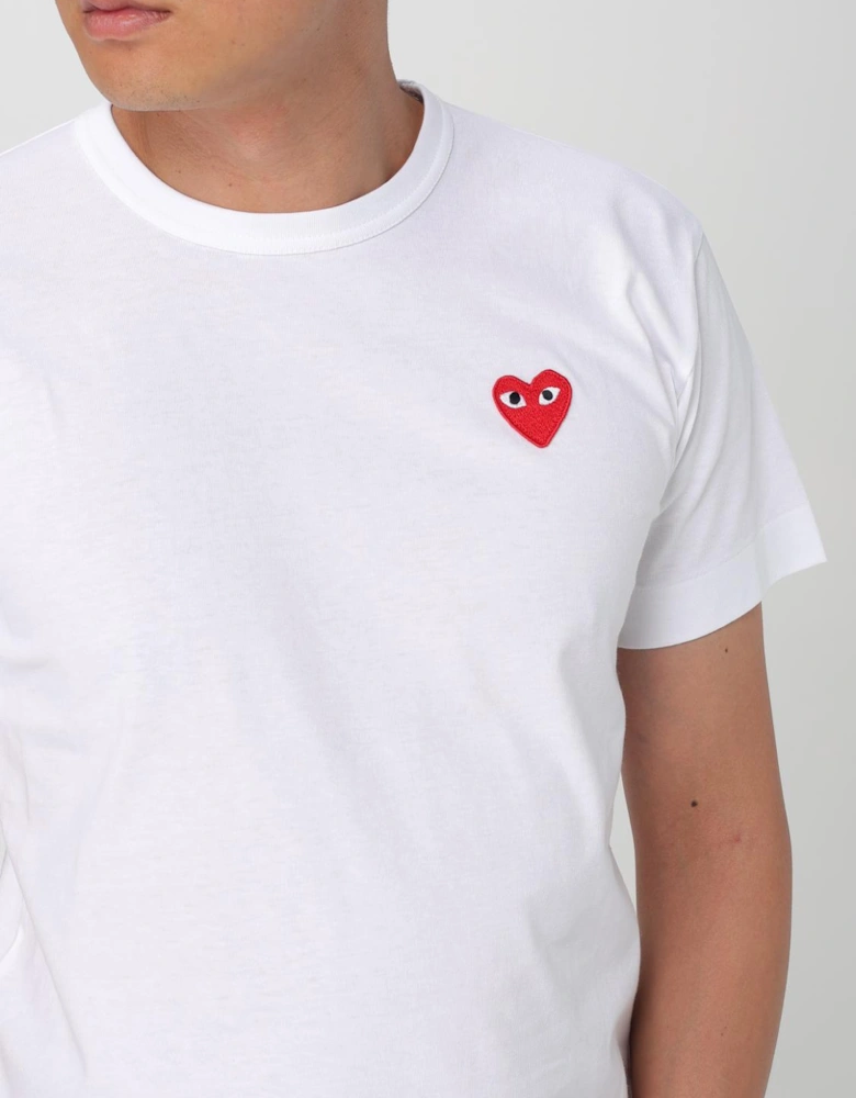 Classic Short Sleeve Cotton T-Shirt with Heart Graphic