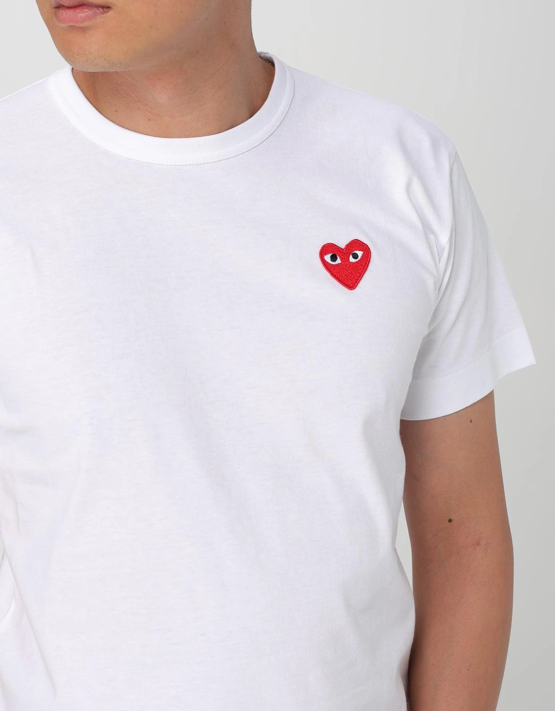 Classic Short Sleeve Cotton T-Shirt with Heart Graphic