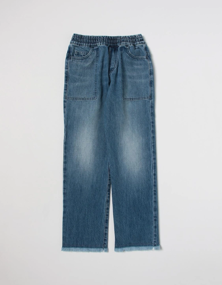Kids Cropped Frayed Hem Jeans