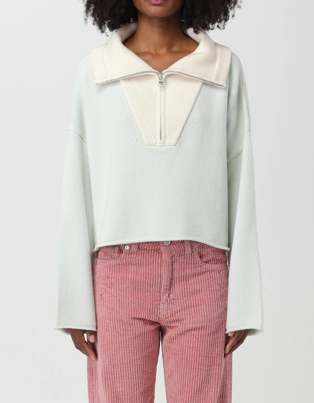 Cropped Merino Wool HalfZip Sweater, 6 of 5