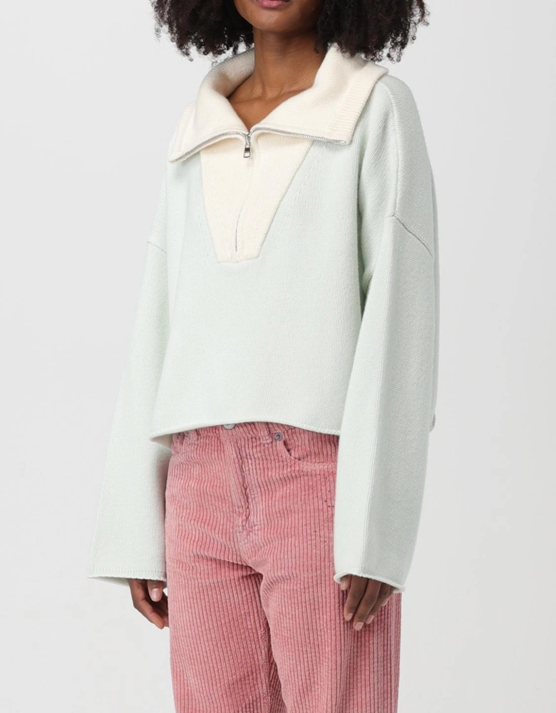 Cropped Merino Wool HalfZip Sweater