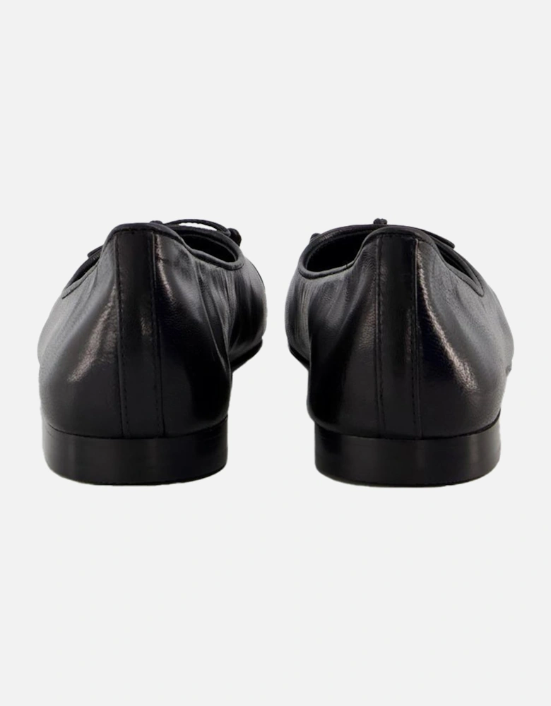 Black Leather Cap Toe Ballerinas