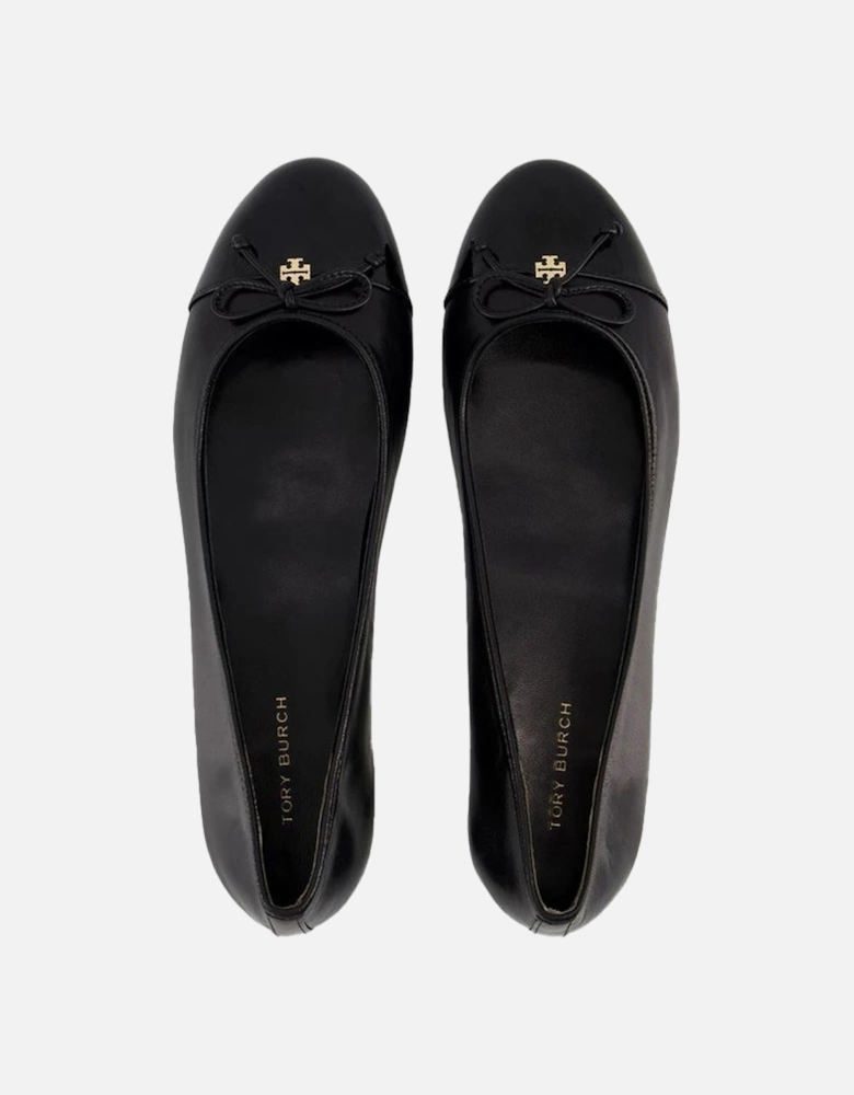 Black Leather Cap Toe Ballerinas