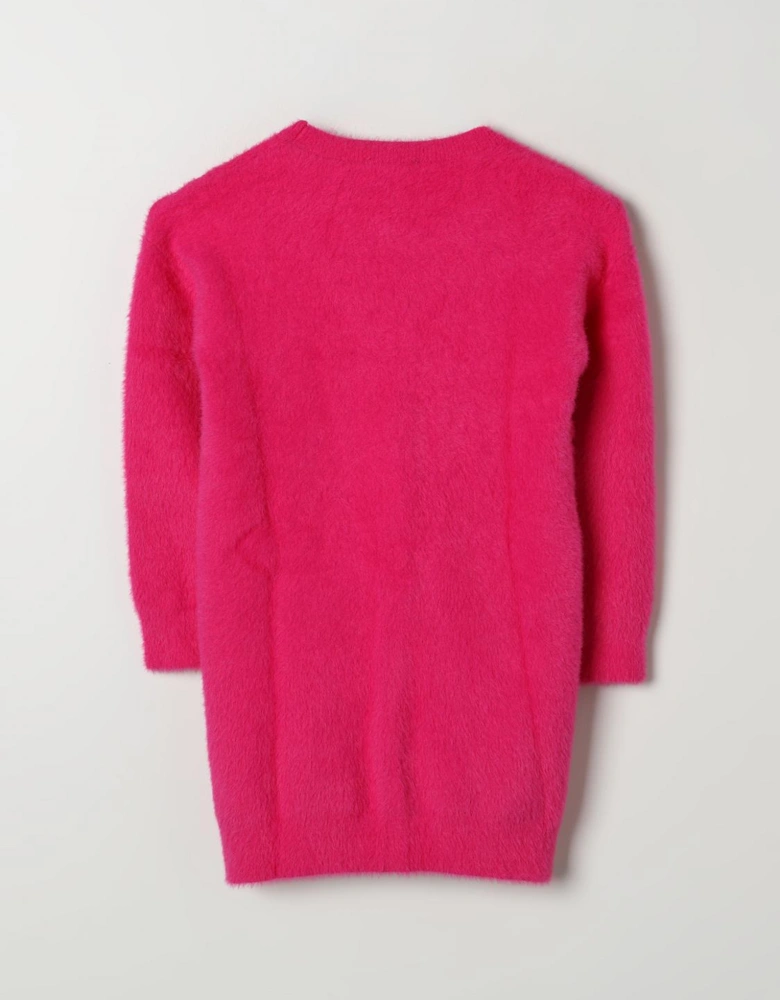 Fuzzy Bag Print Sweater Dress