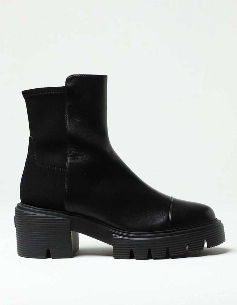 Stretch Suede Bootie Low Block Heel