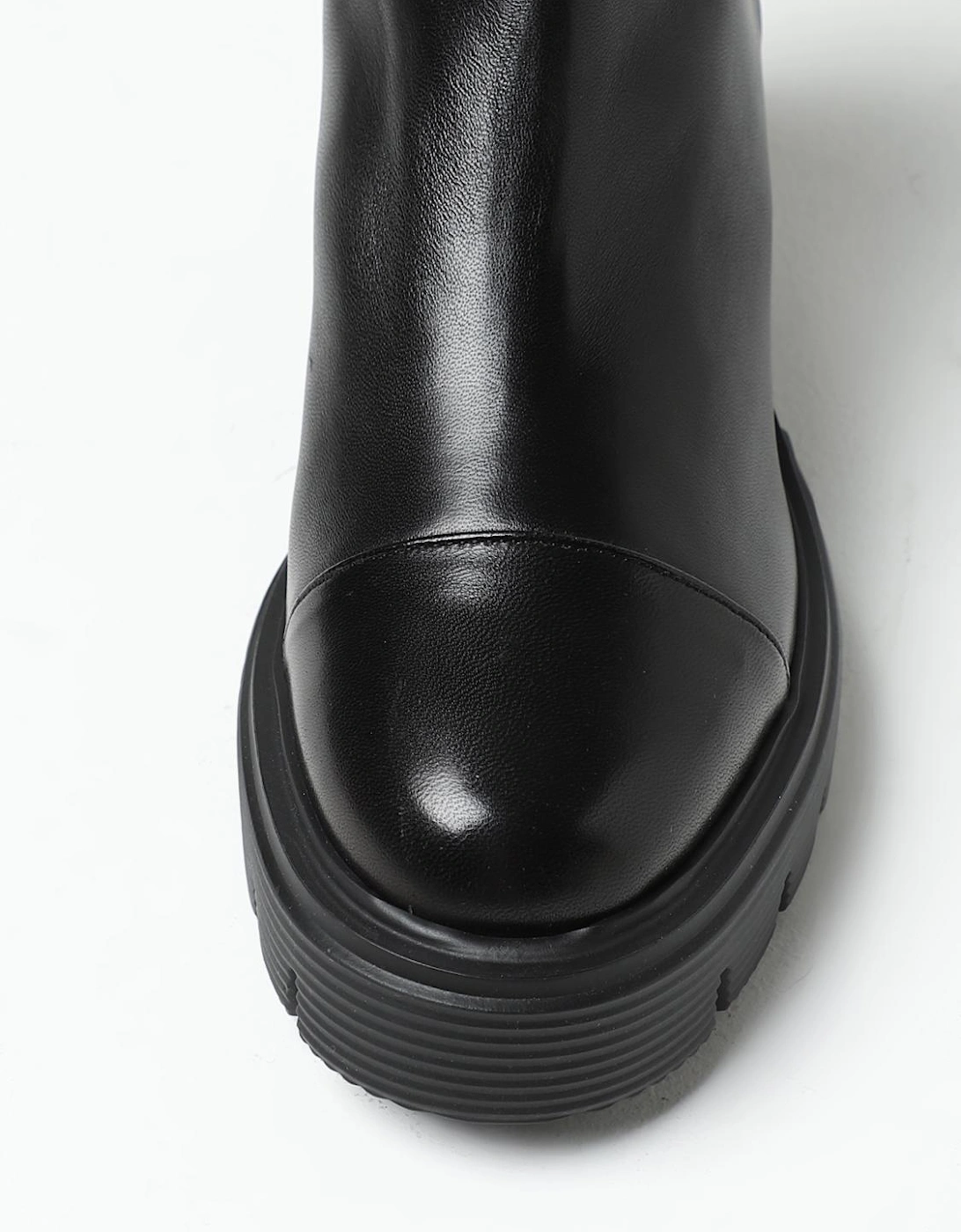 Stretch Suede Bootie Low Block Heel