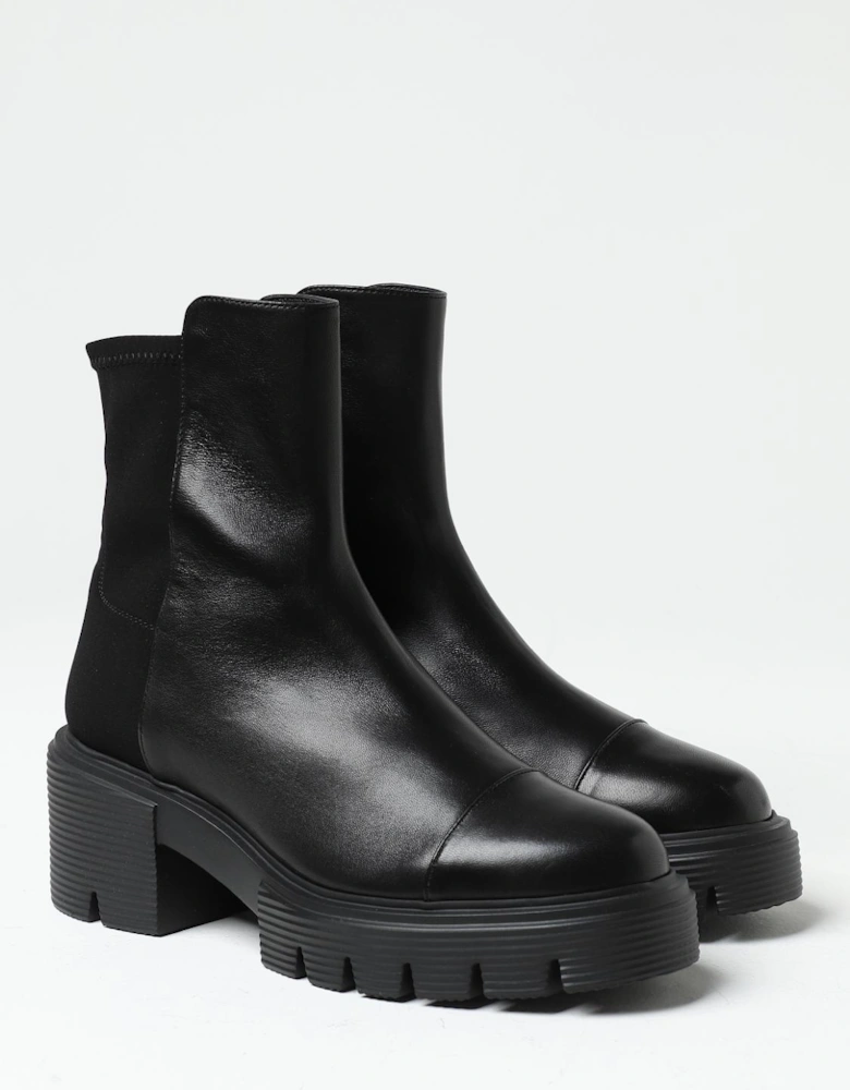 Stretch Suede Bootie Low Block Heel