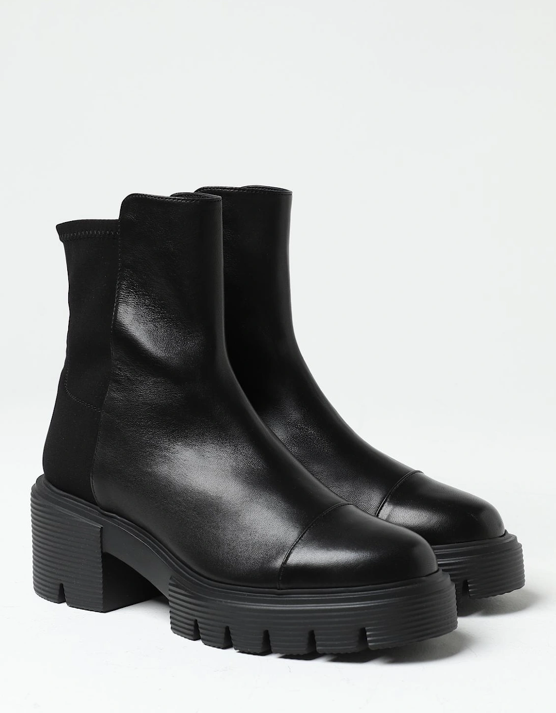 Stretch Suede Bootie Low Block Heel