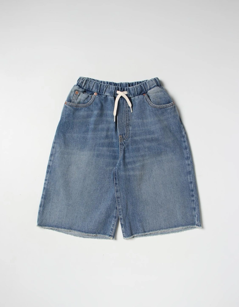Denim Drawstring Shorts Relaxed Fit