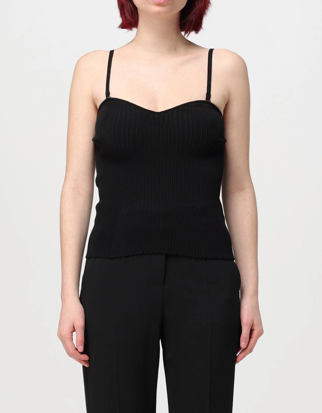 Ribbed Knit Sweetheart Neck Sleeveless Top, 4 of 3