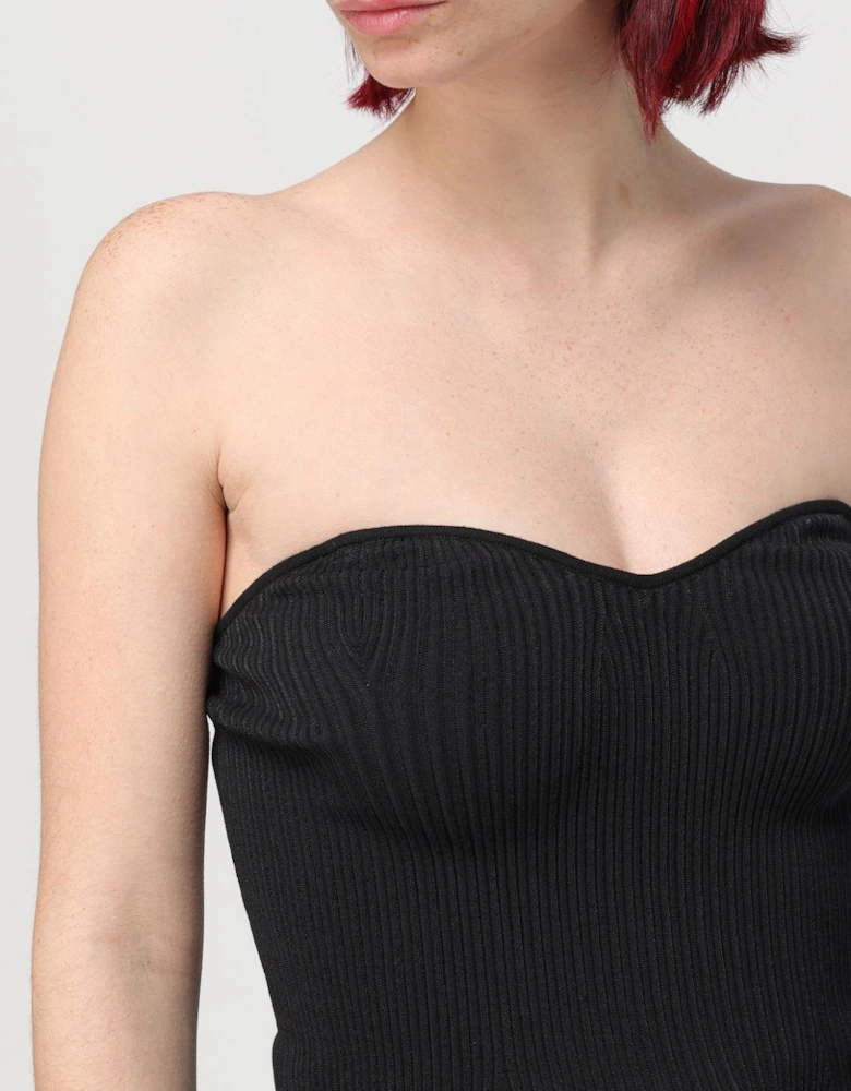 Ribbed Knit Sweetheart Neck Sleeveless Top