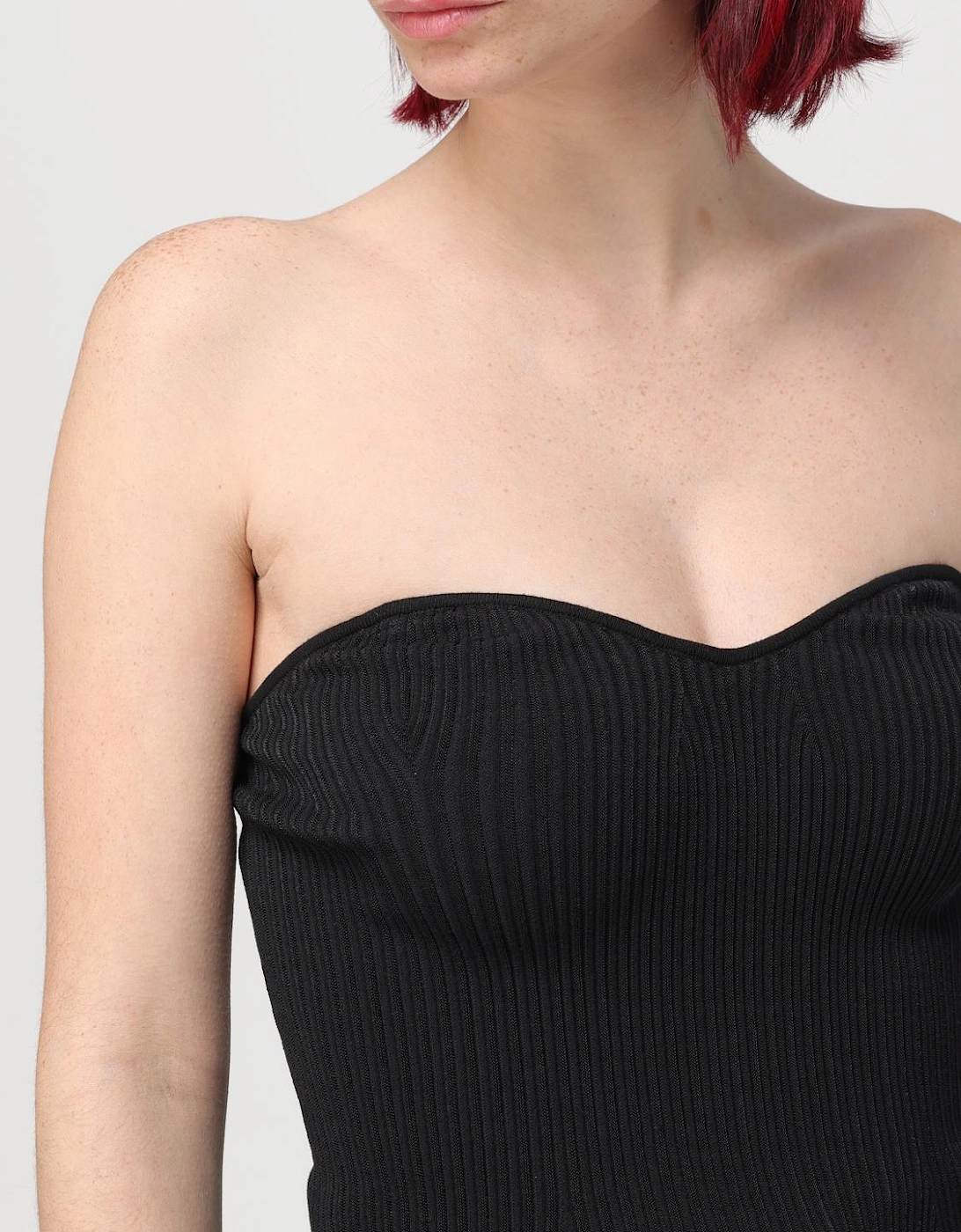 Ribbed Knit Sweetheart Neck Sleeveless Top