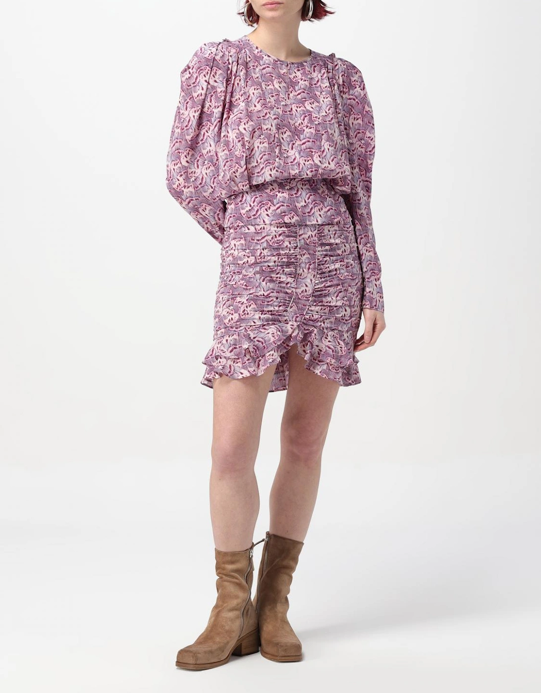 Floral Mini Skirt Ruffled Hem