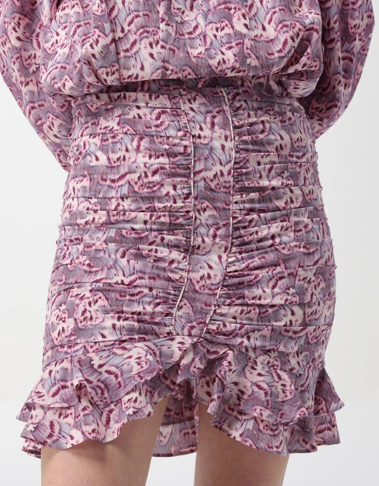 Floral Mini Skirt Ruffled Hem