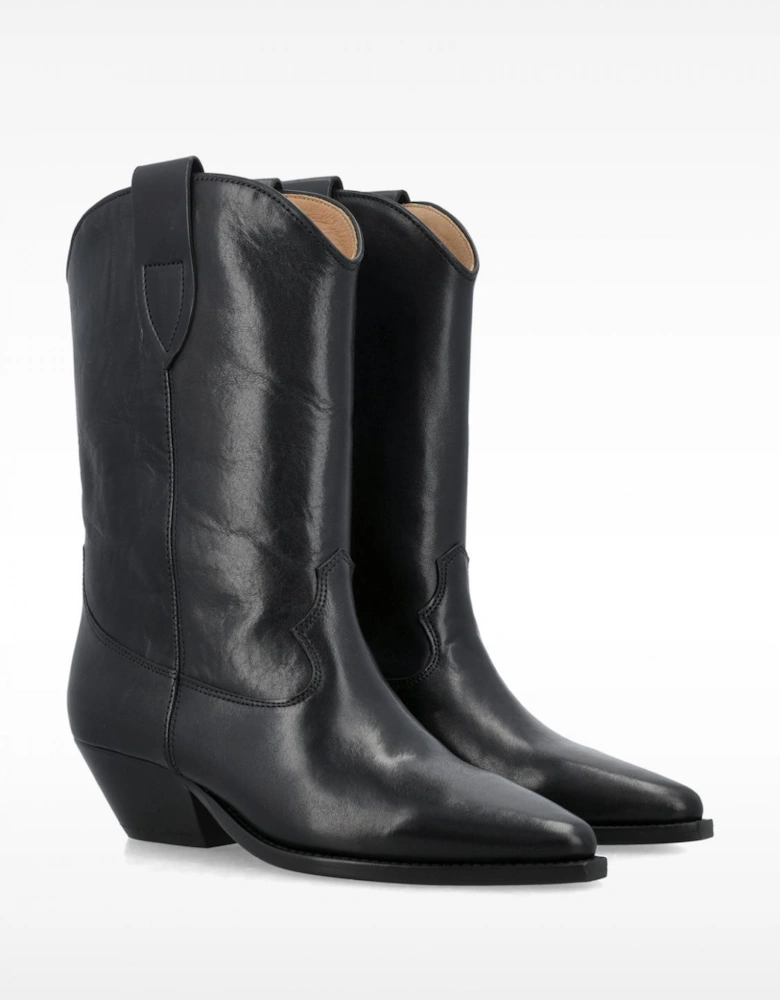 Classic Western Style Mid-Calf Boots with Comfortable Block Heel