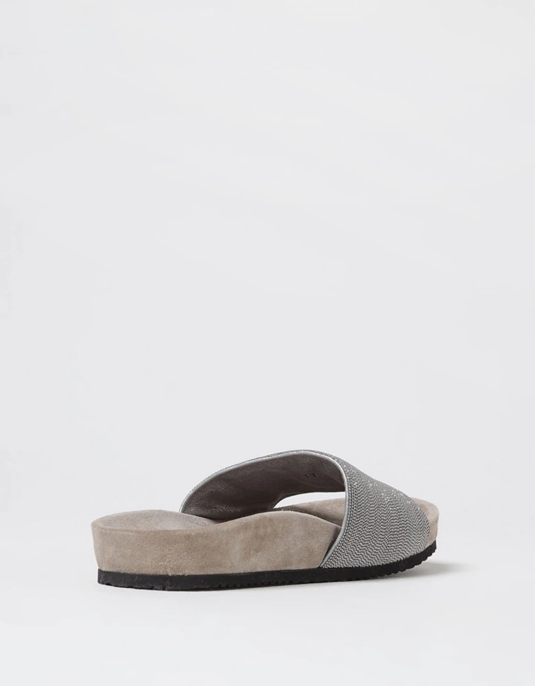 Embellished Suede Slides