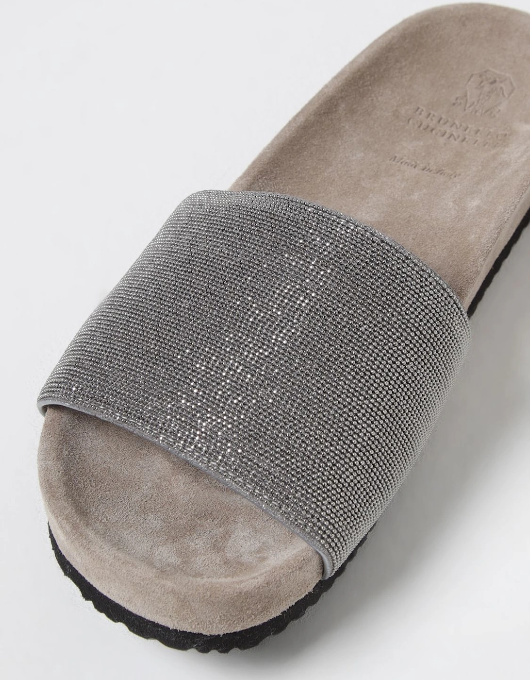 Embellished Suede Slides
