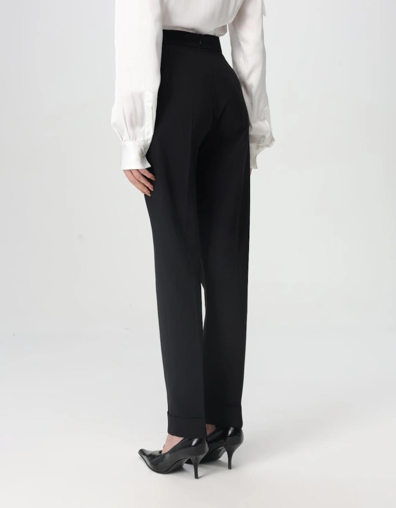 Straight Leg Trousers Cuffed Hem