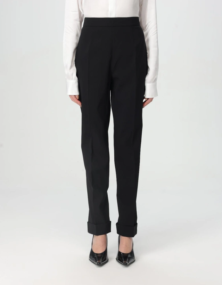Straight Leg Trousers Cuffed Hem
