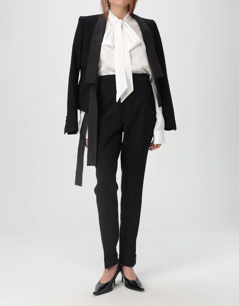 Straight Leg Trousers Cuffed Hem