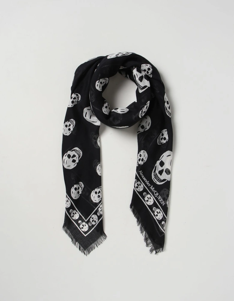 Skull Print Silk Scarf