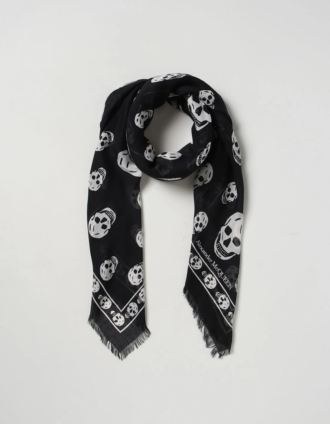 Skull Print Silk Scarf