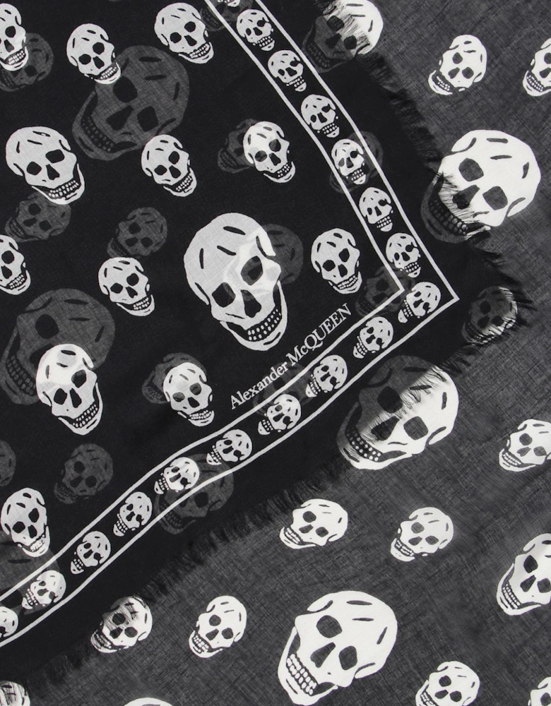 Skull Print Silk Scarf